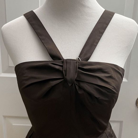 J. Crew Women's Size 2 Chocolate Brown 100% Silk Cocktail Evening Dress NWT - Picture 3 of 5